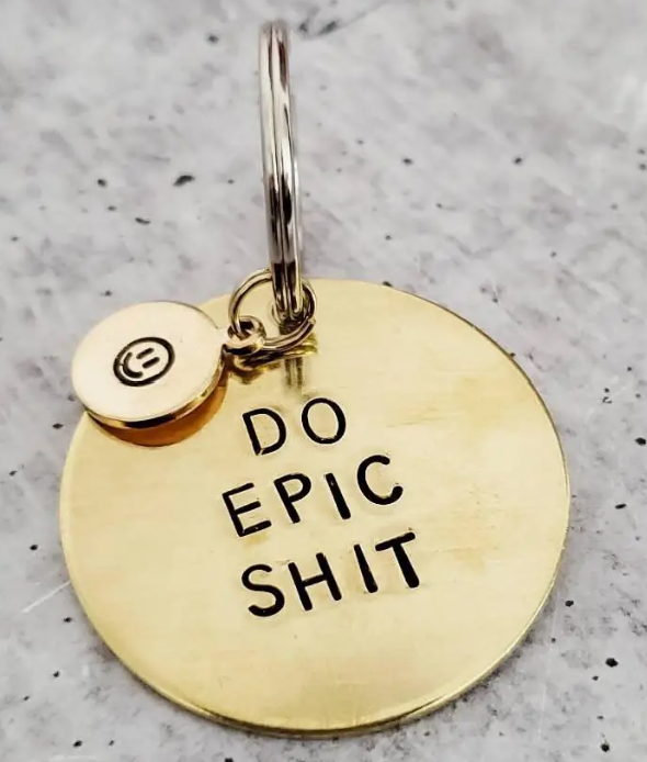 Brass keychains with fun sayings