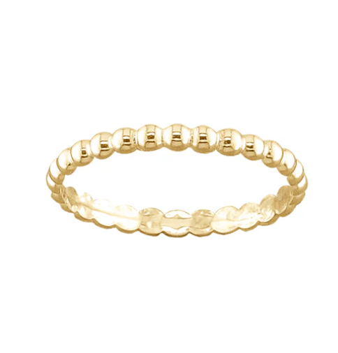 A gold-filled beaded dot ring with a minimalist design, displayed against a white background.