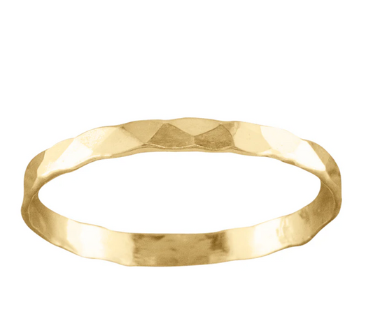 A thin gold-filled hammered ring with a subtle textured finish, displayed against a white background.