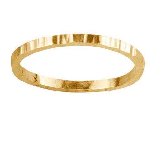 A thin gold-filled shimmer ring with a subtle faceted texture, displayed against a white background.