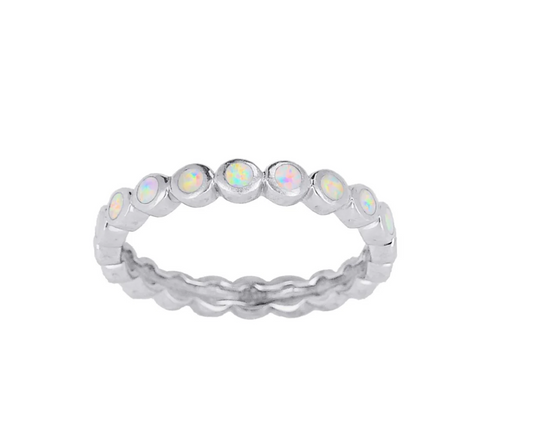 TH71 White Opal Dots Ring