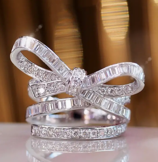 Rhinestone Bow Wrap Ring